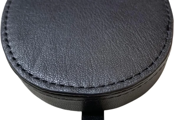 Lorenz Men's Goat Nappa Leather Horseshoe Shape Tray Purse with Note Section - Black