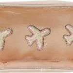 Clear Makeup Letter Bag Chenille Letter Patch Beach Makeup Bag Cosmetic Bag for Beach Travel Nylon & PVC Waterproof Organization Outdoor Zipper Pouch Toiletry Bag for Women Girls