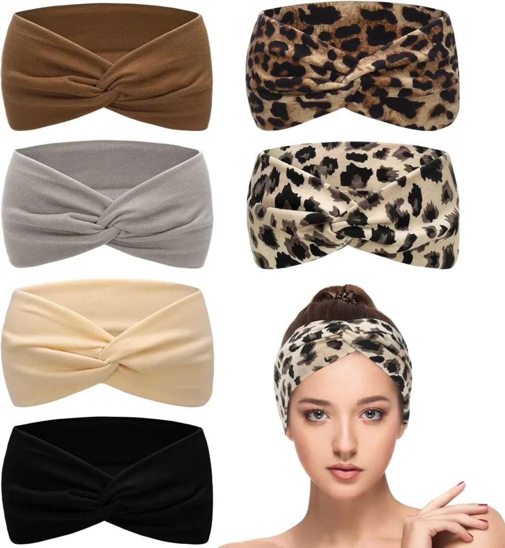 ViEinkaufen 6 Pcs Headbands for Women's Hair, Elastic Head Bands Wide Soft Ladies Headband Boho Fashion Knotted Head Bands Hair Accessories for Women