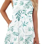 AUSELILY Beach Dresses for Women UK Mini Sleeveless Summer Dress with Pocket
