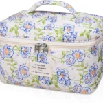 Large Cosmetic Bag, Cute Makeup Bag for Women and Girls, Cosmetic Bag Flower and Coquetry Style Travel Cosmetic Organizer Bag