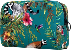 Cute Animal Lemur Cosmetic Bag for Women, Travel Toiletries Bags Large Makeup Handy Pouch Organizer Bag with Zipper