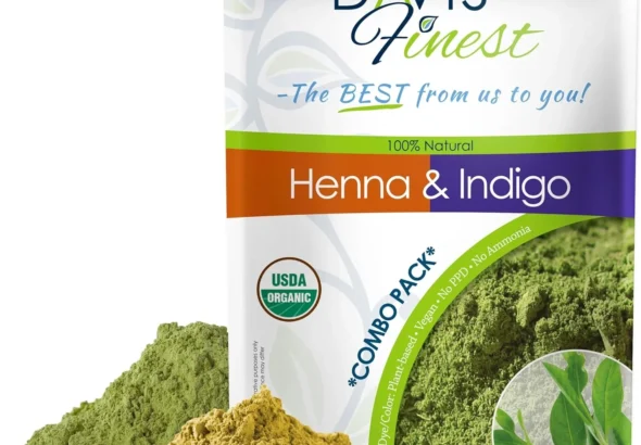 Davis Finest - Henna & Indigo Powder - 500g Combo Pack (250g Each) - 100% Organic Hair & Beard Dye - Natural Colouring for Men & Women - Softening, Thickening & Volumising - PPD-Free & Vega