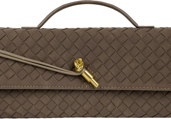 Joryin Woven Purse for Women Evening Clutch Woven Leather Handbags Suede Crossbody Bag Purse Formal Evening Bag