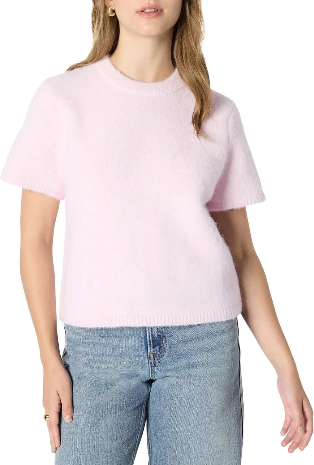 Amazon Essentials Women's Relaxed-Fit Faux Mohair Short Sleeve Jumper Top