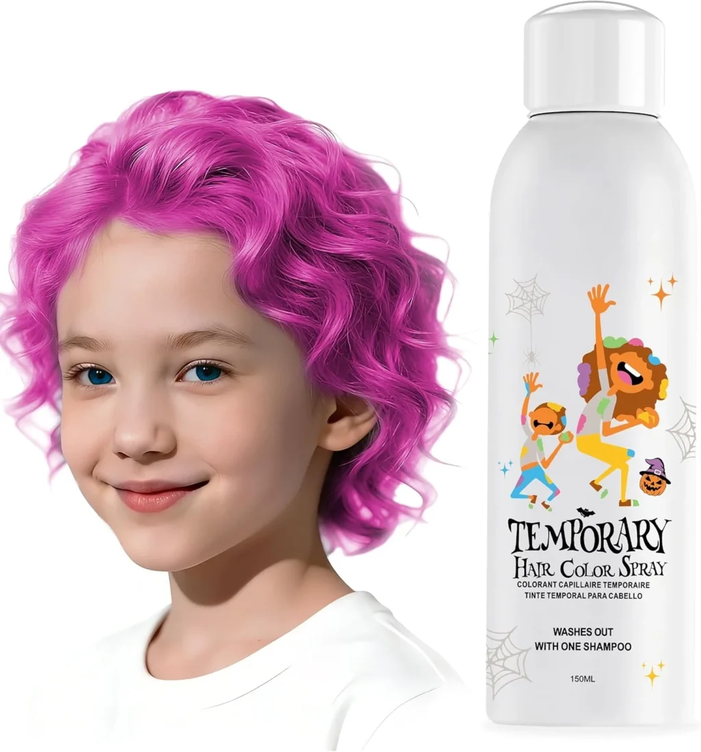 Pink Temporary Hair Color Spray for Women Men - Instant & Washable Silver Hair Dye for Teens - Quick Styling for Halloween, Cosplay, Costume Party, Christmas - 150ml