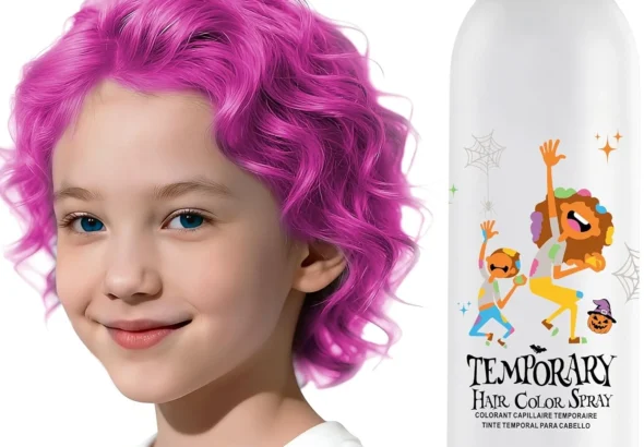 Pink Temporary Hair Color Spray for Women Men - Instant & Washable Silver Hair Dye for Teens - Quick Styling for Halloween, Cosplay, Costume Party, Christmas - 150ml