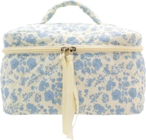 PAZIMIIK Cotton Makeup Bag for Women Large Quilted Travel Cosmetic