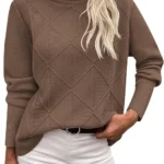 Zeagoo Women's Turtleneck Jumpers Elegant Long Sleeve Sweaters Warm Knitted Jumper Roll Neck Pullover Tops Casual Loose Sweatshirts Fall Winter S-XXL