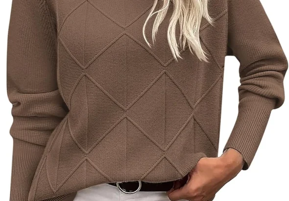 Zeagoo Women's Turtleneck Jumpers Elegant Long Sleeve Sweaters Warm Knitted Jumper Roll Neck Pullover Tops Casual Loose Sweatshirts Fall Winter S-XXL