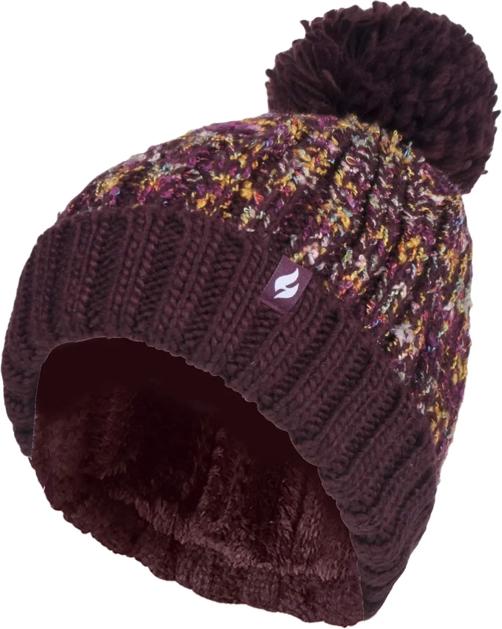 Heat Holders - Ladies Chunky Thermal Winter Fashion Bobble Hat with Extra Large Pom Pom