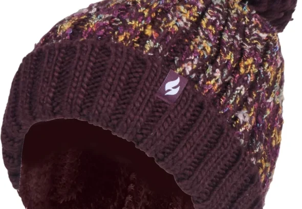 Heat Holders - Ladies Chunky Thermal Winter Fashion Bobble Hat with Extra Large Pom Pom