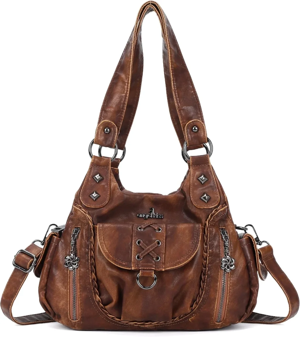 Angel Kiss Small Purses for Women Hobo Shoulder Bags Y2K Vegan Leather Multi-Pocket Handbags Designer Crossbody Tote Bag
