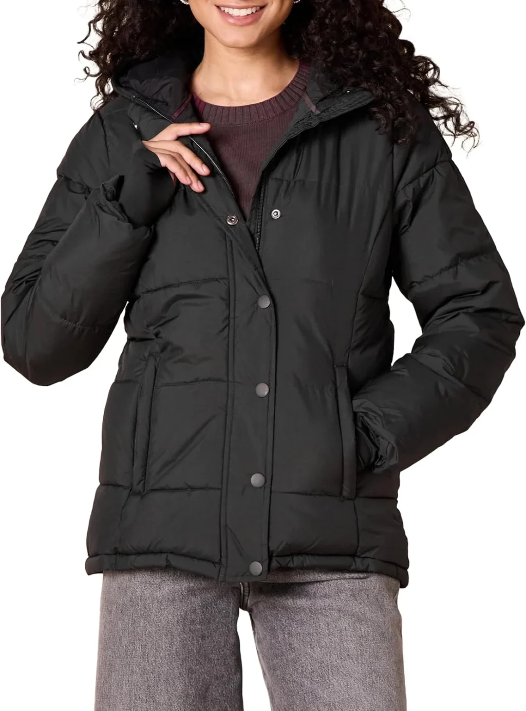 Amazon Essentials Women's Heavyweight Quilted Long-Sleeved Hooded Puffer Jacket (Available in Plus Size)
