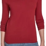 Tommy Hilfiger Women's Solid Long Sleeve V-Neck Cotton Sweater Pullover Sweater