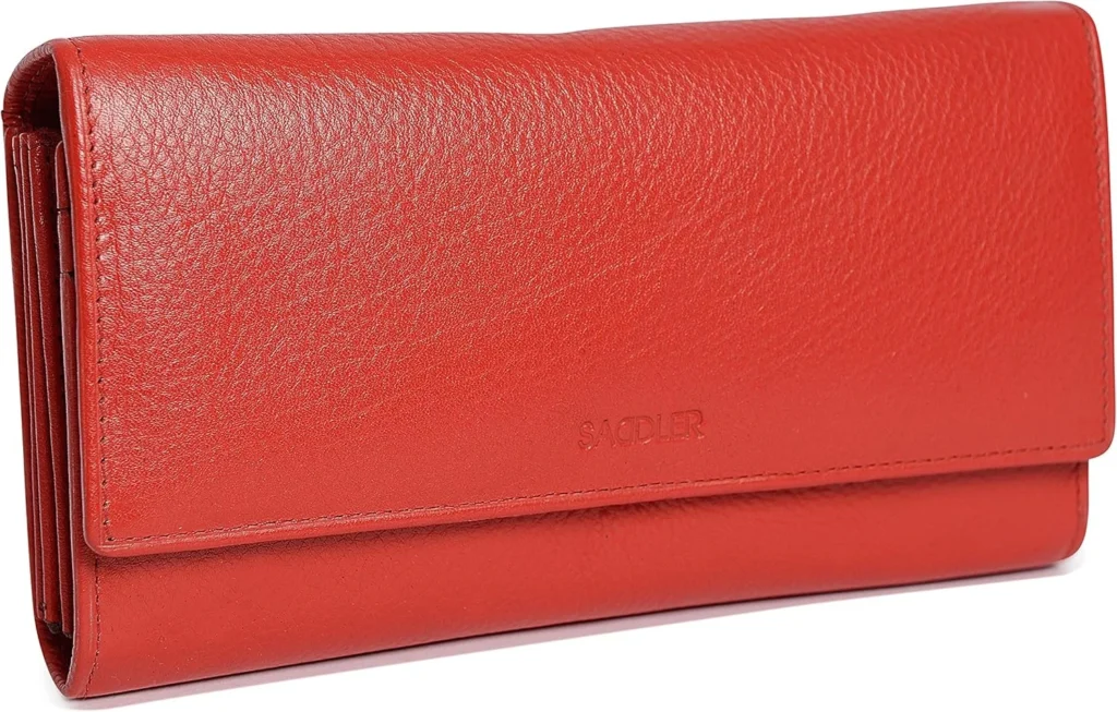 SADDLER "Grace Purse  RFID Protected Real Leather Large Wallet with 7 Card Slots, ID Window, Slip Pockets & Secure Zip Compartment  Spacious Everyday Purse for Women - Gift Boxed