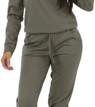 STAR FASHION Womens Long Sleeve Plain Top and Shirt Co-ord 2 Piece Loungewear Tracksuit Set with cuffed Bottoms Ladies Round Neck Summer Casual Outfit UK Size 8 To 22
