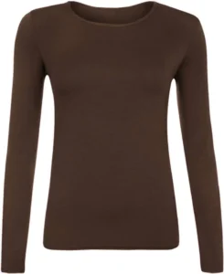 Candid Styles Women's Long Sleeve Plain Basic Top, Green, Regular Fit
