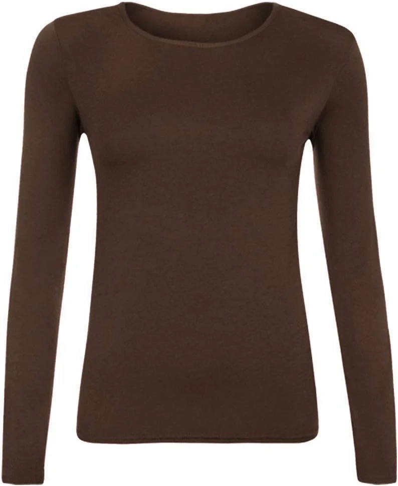Candid Styles Women's Long Sleeve Plain Basic Top, Green, Regular Fit