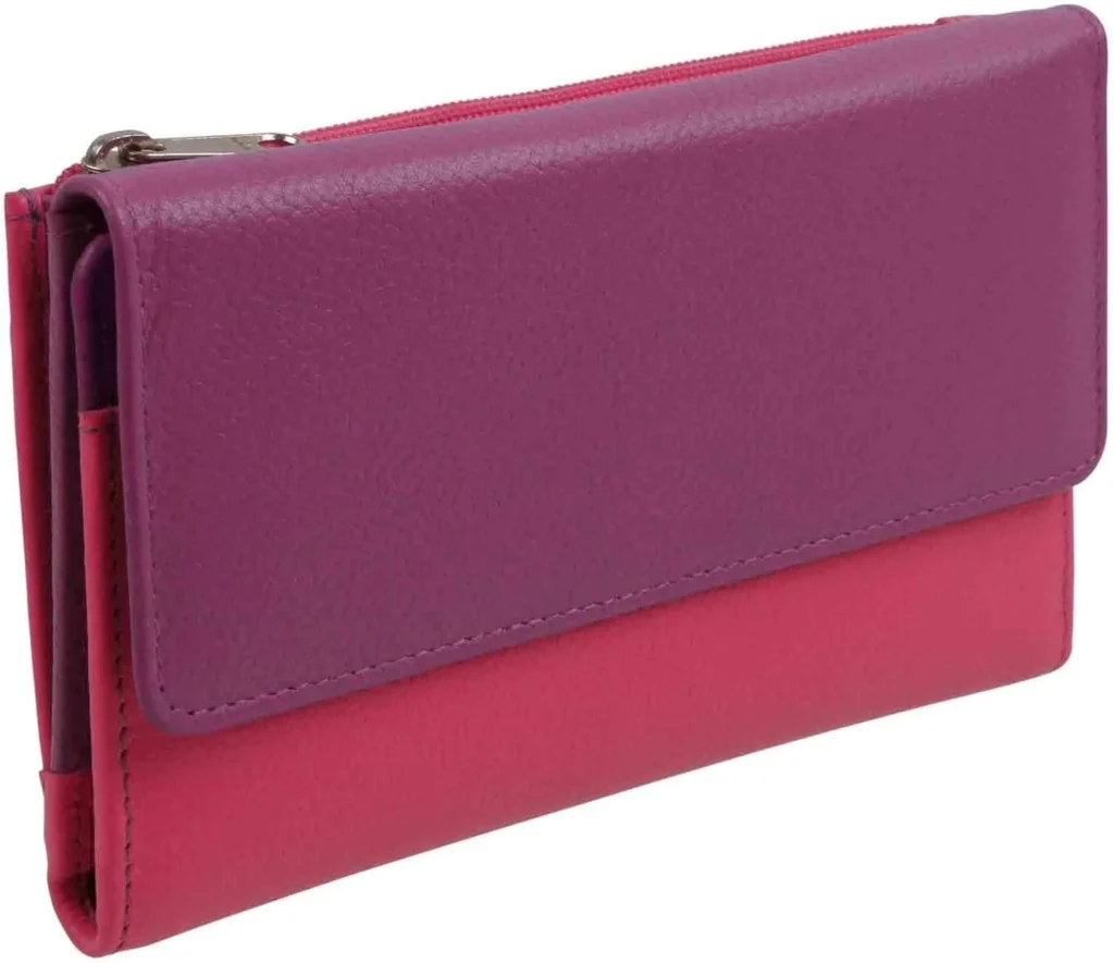 Golunski Leather Ladies Tri-Fold Purse/Wallet, Purple Multi