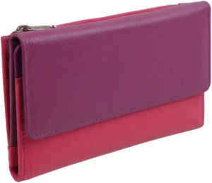 Golunski Leather Ladies Tri-Fold Purse/Wallet, Purple Multi