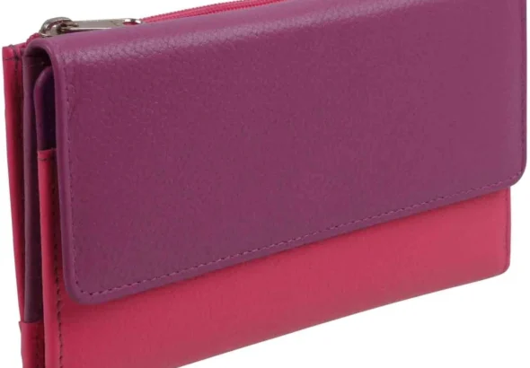 Golunski Leather Ladies Tri-Fold Purse/Wallet, Purple Multi