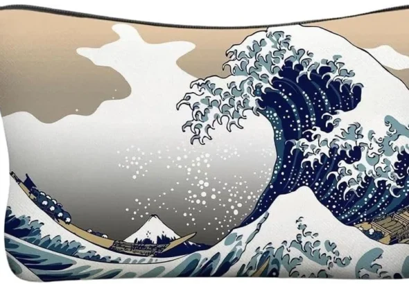 Japanese Great Wave Cosmetic Bags for Women,Sea Ocean Boat Small Makeup Bag for Purse Travel Toiletry Bag Make Up Accessories Organizer Zipper Pouch Gift Idea