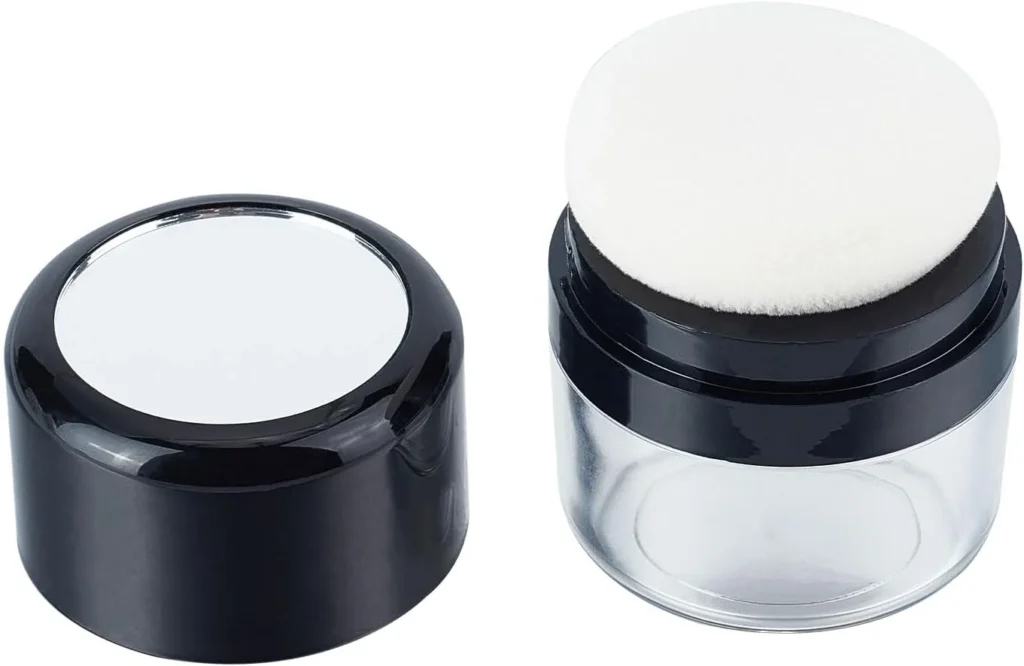 NICENEEDED Empty Loose Powder Container, Cosmetic Make-up Loose Powder Case, Travel Portable Refillable Powder Box with Powder Sponge Applicator for Women and Girls