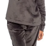 A2Z Ladies Flannel Fleece Pyjama Set Super Soft Charcoal Womens Loungewear with Multi Colour Snooze Applique Warm Winter Nightwear Set Cozy Long Sleeve Top And Elastic Waist Bottoms Soft Fleece PJs