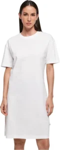 Build Your Brand Women's Ladies Organic Oversized Slit Tee Dress Dress (Pack of 1)