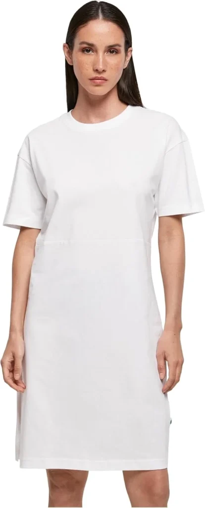 Build Your Brand Women's Ladies Organic Oversized Slit Tee Dress Dress (Pack of 1)