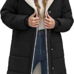 Vancavoo Women's Coats Winter Jacket Ladies Quilted Parka Warm Fleece Lined Thick Overcoat Full Zip Hooded Puffer Outerwear with Pockets