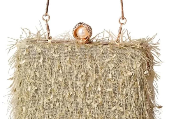 CORIOS Tassel Evening Bag for Women Rhinestone Clutch Bag Beaded Handbag Bridal Wedding Purse Shoulder Bag with Detachable Chain Elegant Crossbody Bag for Cocktail Banquet Prom Party Matcha