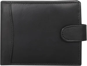 Mens RFID Blocking Genuine Leather Passcase Bifold  Multi Card Holder with Zip Coin Pocket, 2 ID Windows  Premium Leather Wallet 304 (Black)