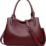 NICOLE & DORIS Elegant Tote Bag Women Handbag with Zipper Top Handle Bag Trend Shoulder Bag PU Leather Messenger Bag Casual Crossbody Bag Red Wine