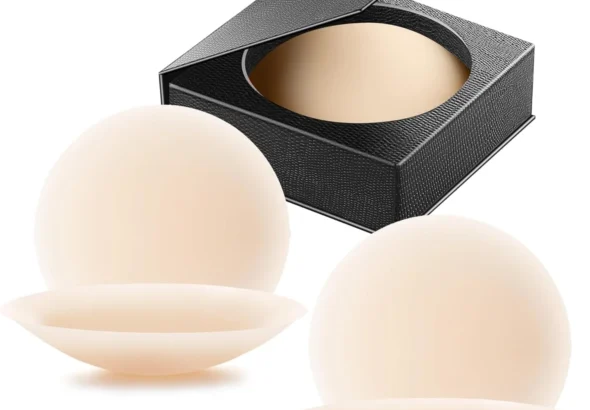 VOCH GALA Nipple Covers 2 Pairs-Seamless and Sheer Adhesive Silicone Nipple Pasties for Women Reusable, Sticky Breast Petals