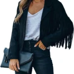 Faux Suede Leather Jackets For Women Trendy Fall Western Fringe Cropped Jacket 2026 Tassel Motorcycle Crop Coats