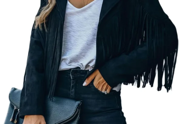 Faux Suede Leather Jackets For Women Trendy Fall Western Fringe Cropped Jacket 2026 Tassel Motorcycle Crop Coats