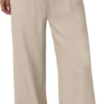 Sampeel Wide Leg Pants for Women Flowy Palazzo Drawstring Elastic Waist Trousers with Pockets Summer Beach Vacation Clothes