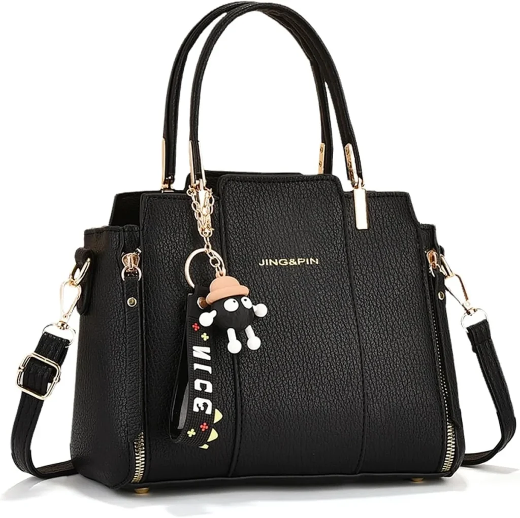 NICOLE & DORIS Ladies Handbags Elegant Tote Bags Medium Size Top Handle Bag PU Leather Work Bag Crossbody Bag Shoulder Bag with Pendant