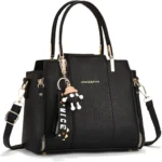 NICOLE & DORIS Ladies Handbags Elegant Tote Bags Medium Size Top Handle Bag PU Leather Work Bag Crossbody Bag Shoulder Bag with Pendant
