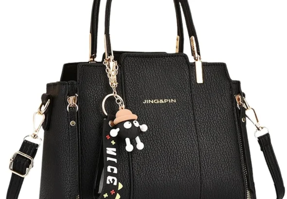 NICOLE & DORIS Ladies Handbags Elegant Tote Bags Medium Size Top Handle Bag PU Leather Work Bag Crossbody Bag Shoulder Bag with Pendant