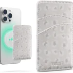 VULKIT Magnetic Phone Card Holder Slim Leather Women Phone Wallet RFID Blocking Credit Card Sleeves Magsafe Phone Card case for Back of Smartphone (Leopard)