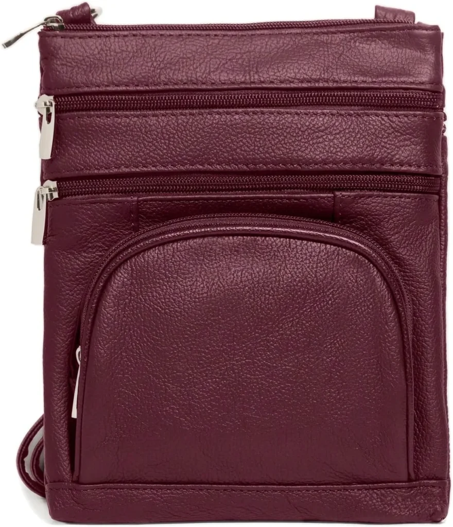 TOVOSO Crossbody Bag for Women, Genuine Leather Multi-Pocket Purse with Adjustable Strap, RFID Protection, Built-In Wallet