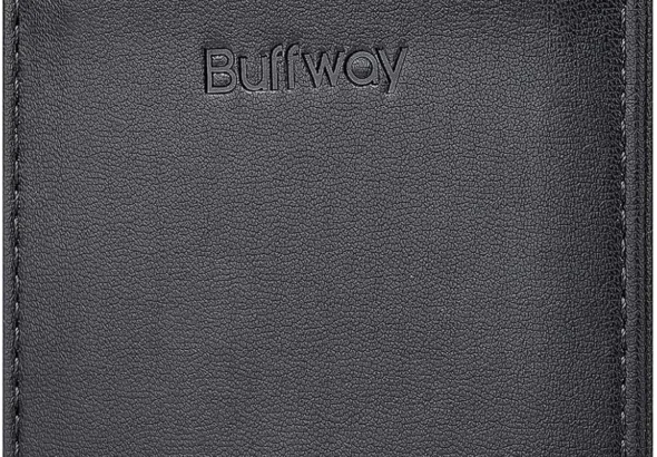 Buffway, Men's Slim Wallet, Minimalist Slim Front Pocket Leather RFID Blocking Credit Card Holder for Business and Travel