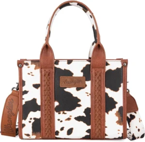 WRANGLER Cow Print Tote Bag for Women Western Top Handle Handbag with Guitar Strap