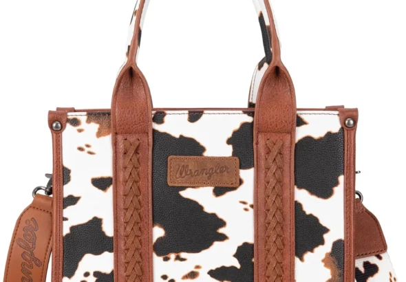 WRANGLER Cow Print Tote Bag for Women Western Top Handle Handbag with Guitar Strap