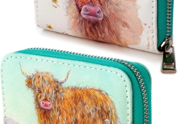 Puckator Jan Pashley Highland Coo Cow Zip Around Small Wallet Purse