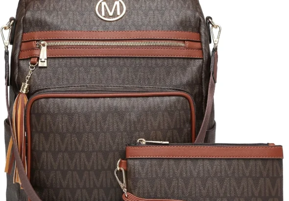 MKP COLLECTION Women Fashion Backpack Purse Convertible Large Ladies Rucksack Travel Shoulder Bags Handbag Set 2pcs w/Tassel, Coffee, 13.5" L x 6" W x 14.25" H, Rucksack Backpacks