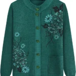 Middle-Aged and Elderly Knitted Cardigan Sweaters - Old Lady Casual Top Grandma Wear Cardigan Coat Jacket Clothing Women's Spring and Autumn Mother Wear Warm Sweater,Green,One Size